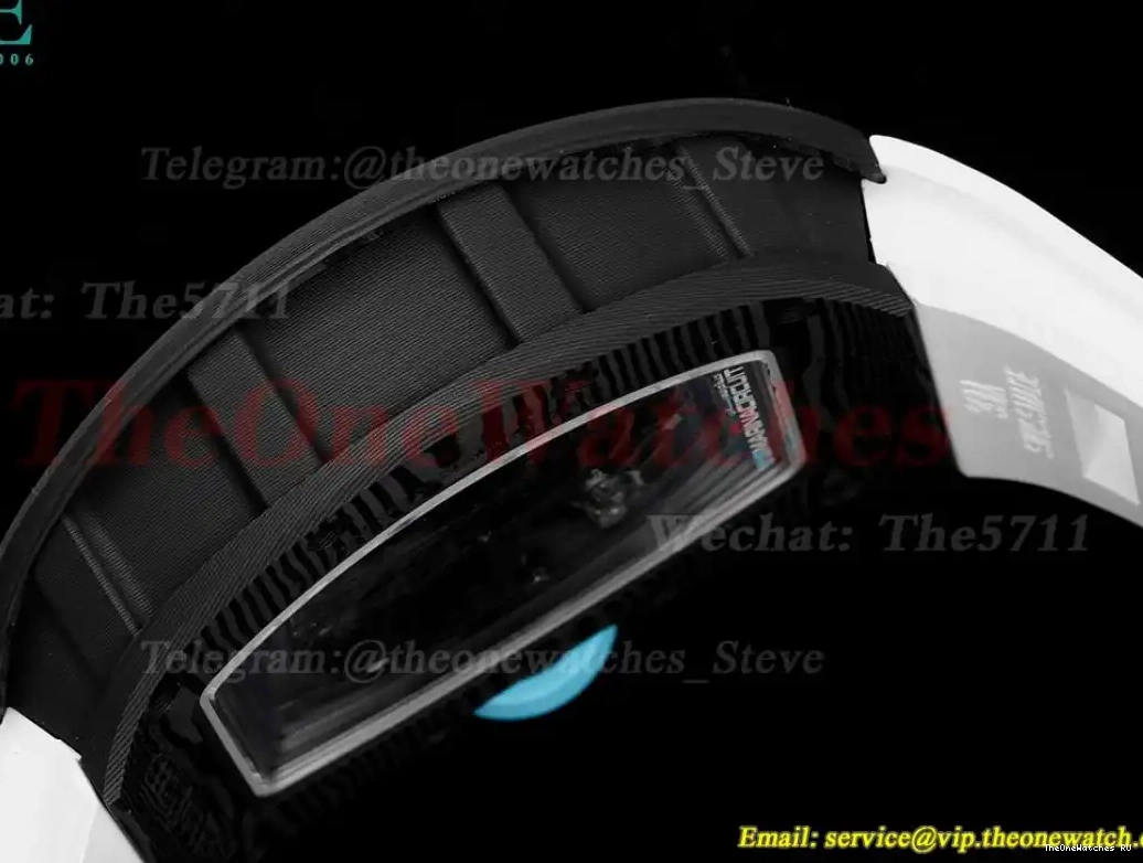 Strap White On Skeleton NTPT Dial Blue BBRF Rubber RM055 Real RMUL2 0417